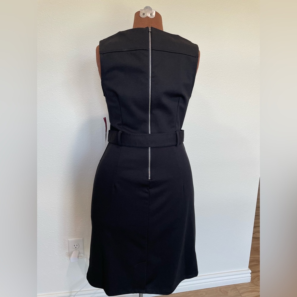 Classic Black Sleeveless Belted Sheath Dress - Picture 9 of 15